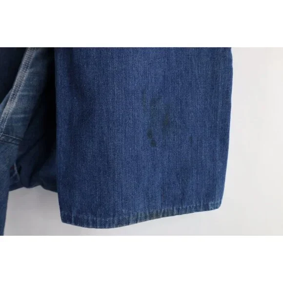Vintage 60s 70s Big Mac Mens 30x32 Distressed Square Bak Denim Overalls Bibs USA